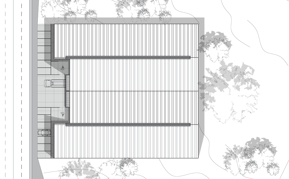 Plano arquitectónico de bodega Delta con distribución de espacios y áreas de maniobra, Fer Et Ciment
