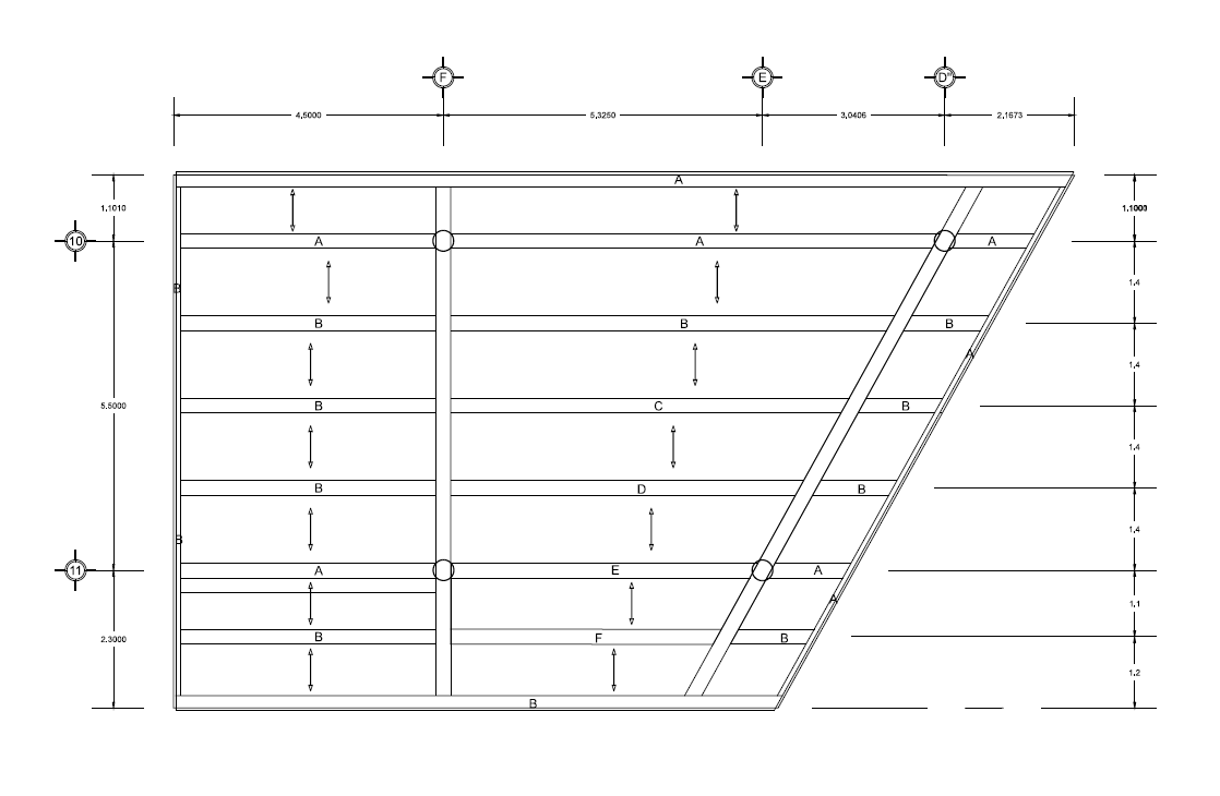 Plano arquitectónico del proyecto SIT con distribución de espacios y estructura metálica, Fer Et Ciment constructora